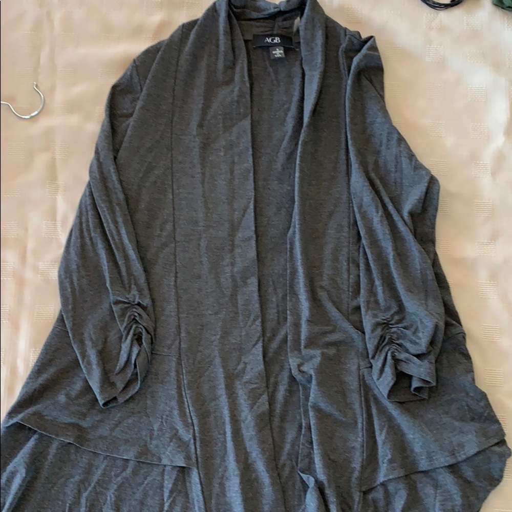 AGB GREY OPEN FRONT COVER UP SWEATER